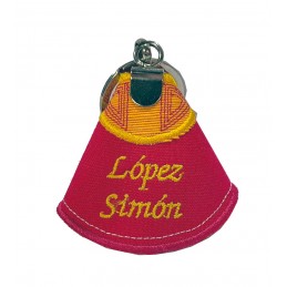 Capote bullfighting keychain with embroidered names of matadors