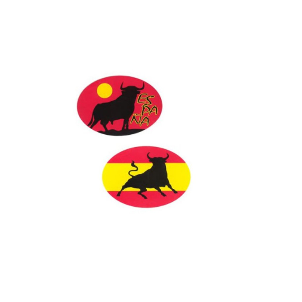 Pegatinascon la bandera de España y con toros