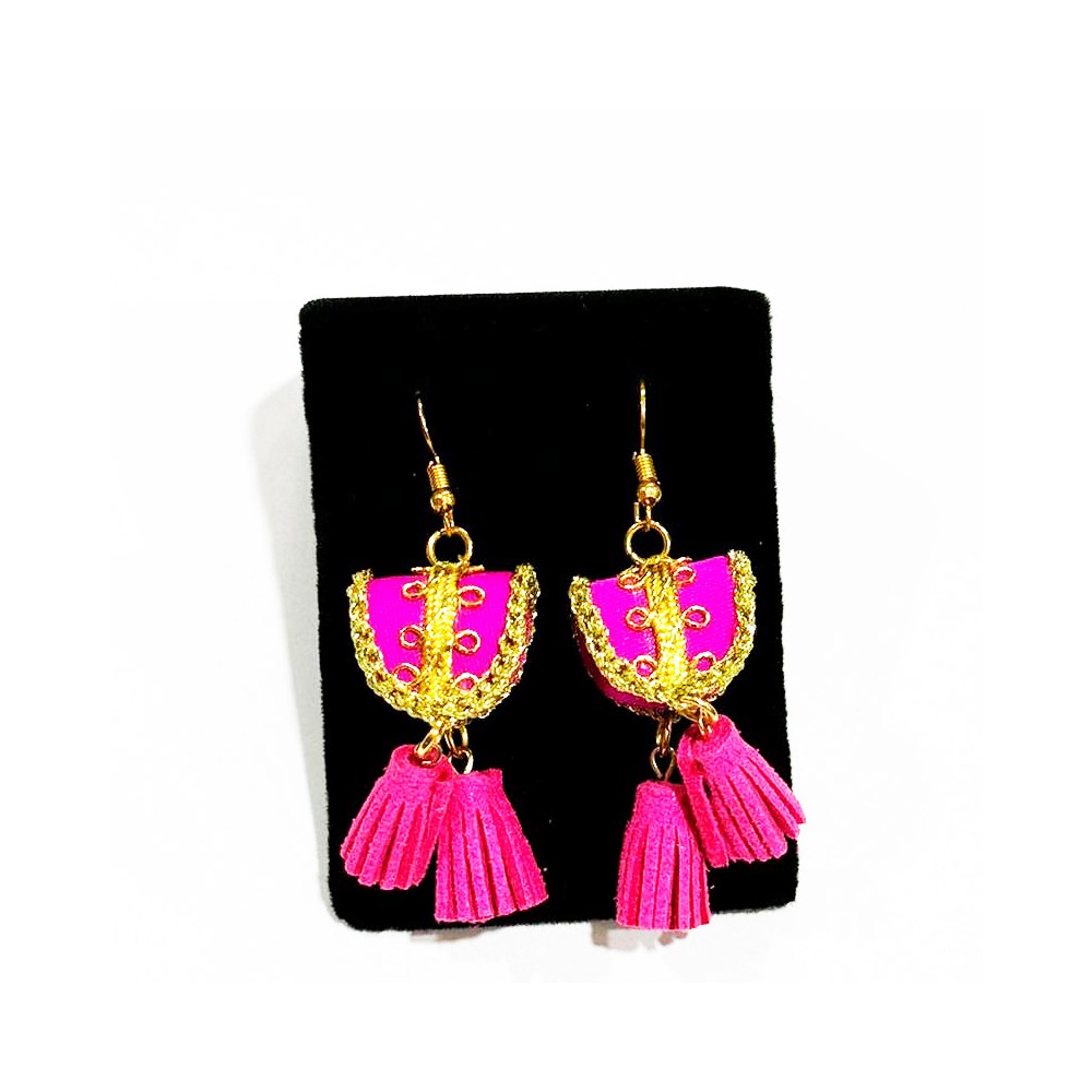 Bullfighting earrings "Bullfighting jacket shoulder pads" fuchsia