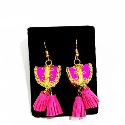 Bullfighting earrings "Bullfighting jacket shoulder pads" fuchsia