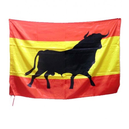 Drapeau de l'Espagne avec un taureau 150 x 90 centimètres